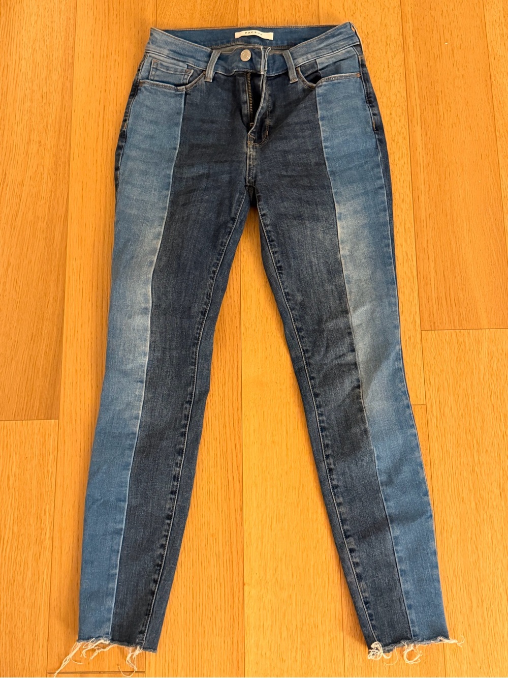Striped Two-Tone Blue Skinny Jeans - Women's Size 24